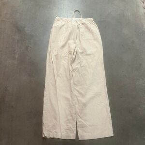 Vintage surf style men's cream linen wide leg pants baggy light surf rave xxl